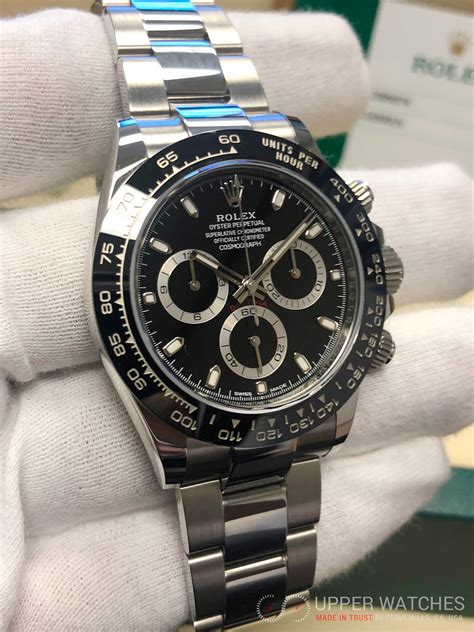 rolex stainless steel daytona black dial|rolex daytona black price.